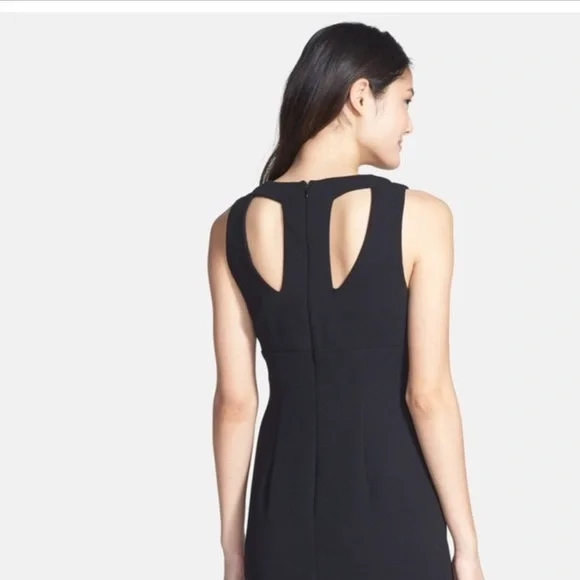 Xscape Black Cutout Crepe Sheath Dress Sz 4 - Picture 2 of 8